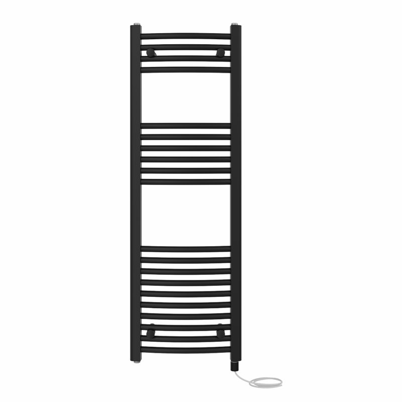 Coady Curved Towel Rail Heated Towel Rails, Black, 120cm H x 40cm W x 4.5cm D