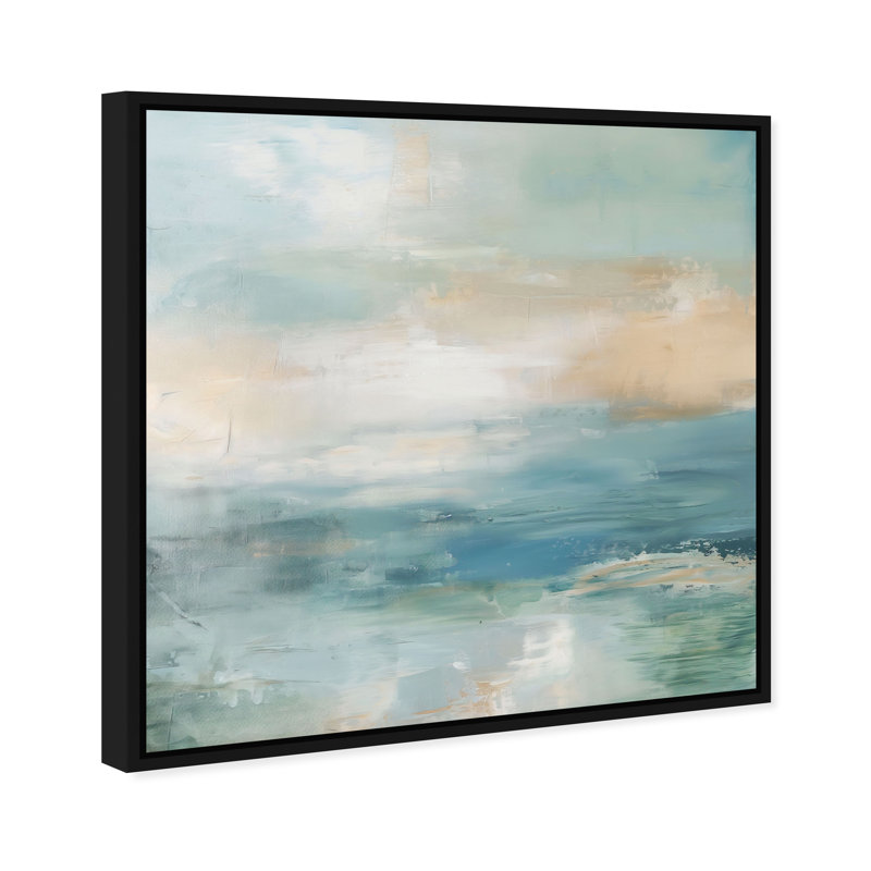 Turquoise Echoes II Canvas Abstract Print by Oliver Gal, Black Frame, 12 x 12, 41"H x 41"W, Black Frame