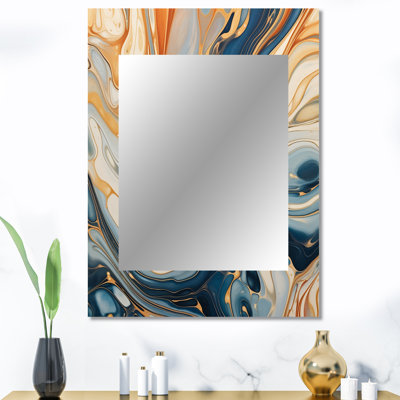 Symphonie turquoise sarcelle - miroir unique abstrait, grand miroir mural moderne, impression d'art en métal