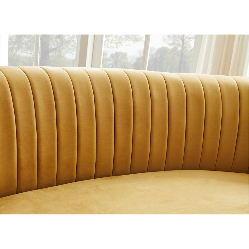 Rare velours doré courbé - 138,1 po Long, 40,94 po Large, 23,28 po Élevé, remarquable, l 37,14 lb