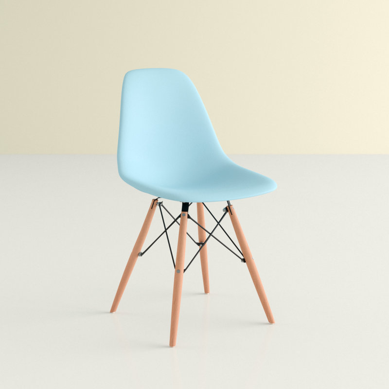Chaise d'appoint en plastique Wrenshall, Bleu bébé / Naturel