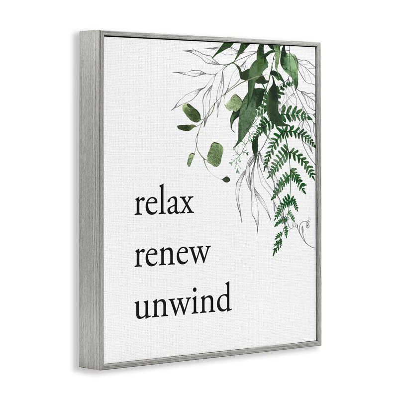 «Relax Renew Relax» avec giclée encadrée de feuillage, design par lettré et doublé, Estampe numérique Farmhouse