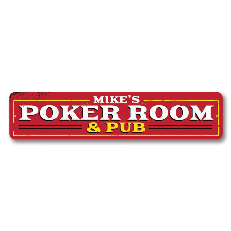 Enseigne de poker et pub en aluminium, H 6 po x l 24 po x P 0,06 po