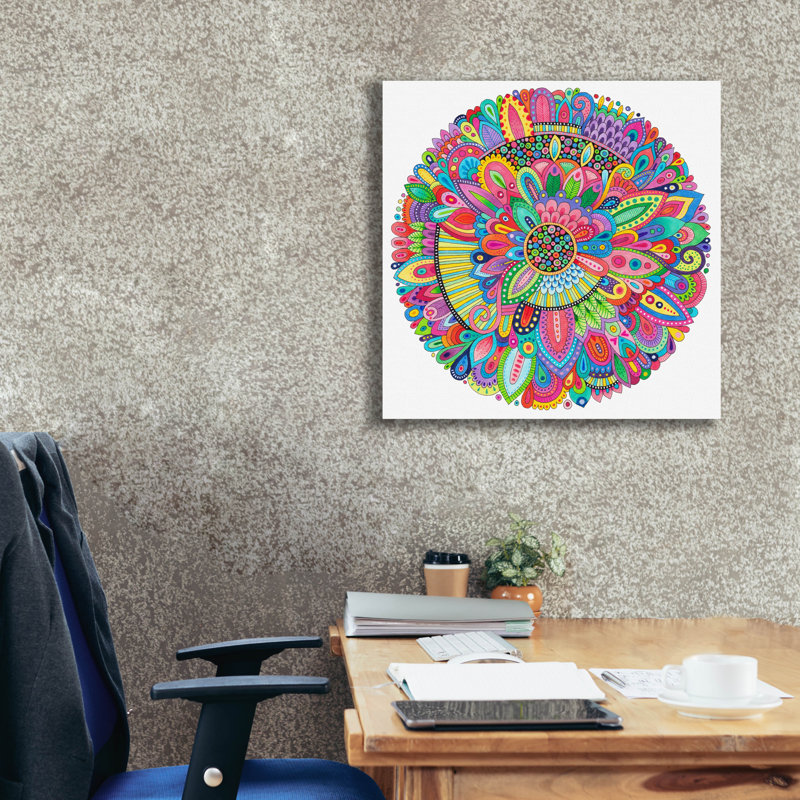 «Indecision Mandala» par Hello Angel, art mural sur toile, 37 po x 37 po, H 26 po x l 26 po x P 1,5 po
