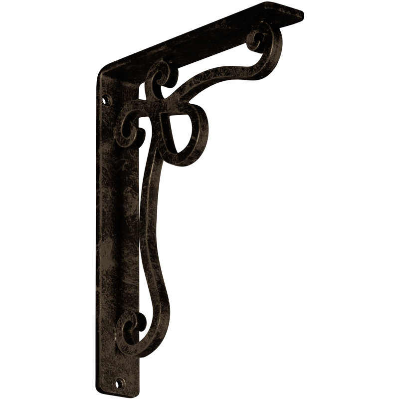 Support en fer forgé Orleans, H 10 po x l 1,5 po x P 7,5 po, Laiton antique