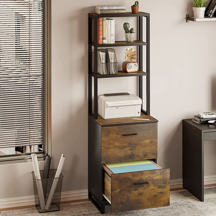 Tribesigns 2 Drawer Storage File Cabinet with Solid Wood Legs