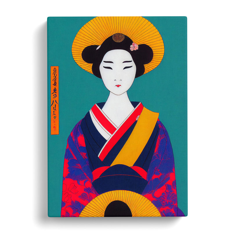 XC1022-1586X Colourful Geisha No.5 - Wrapped Canvas Print, 50cm H x 35cm W x 3cm D