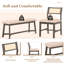 Ensemble de salle à manger 6 pièces de style maison de campagne rétro, table rectangulaire et 4 chaises rembourrées avec rotin et banc (gris)