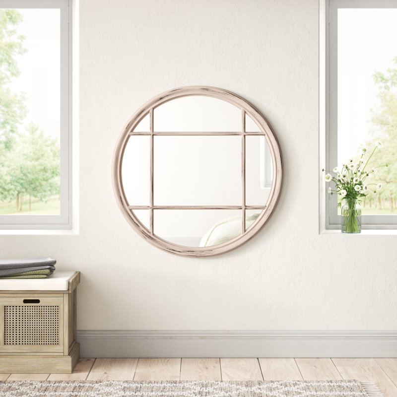 Daphne Wood Round Wall Mirror