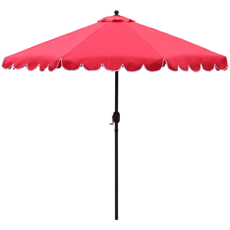 Parasol de patio festonné 9 pi Ogunoust, Rouge