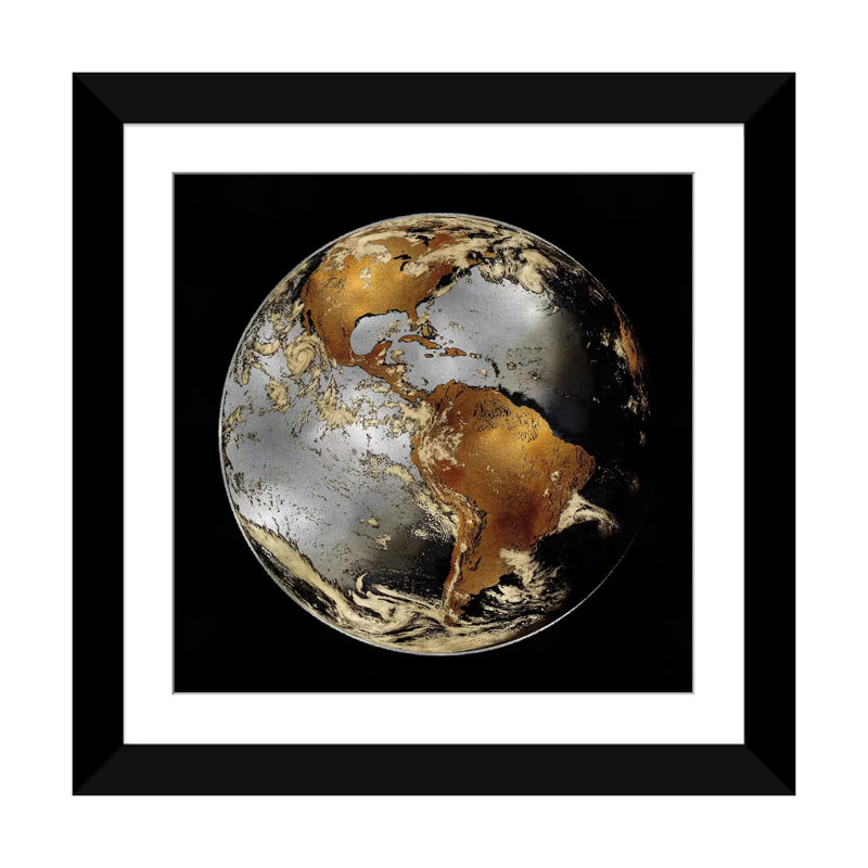 «World Turning II», impression sur toile, H 16 po x l 16 po x P 1 po, Papier d'art encadré noir, Blanc