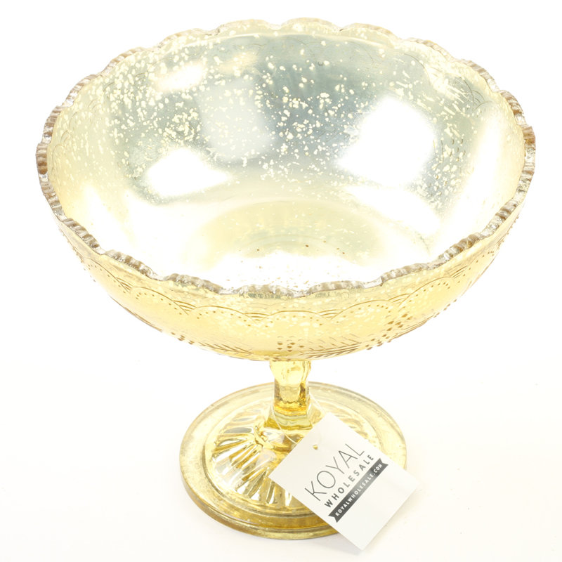 vase de table de plancher en verre highgate bol Spohn, H 6,75 po x l 8 po, Doré brûlé