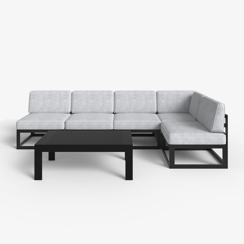 6 - Piece Outdoor Modular Sectional Set with Coffee Table, Gray
