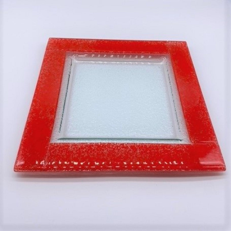 Allayna 25cm Dessert Plate, Clear/Red