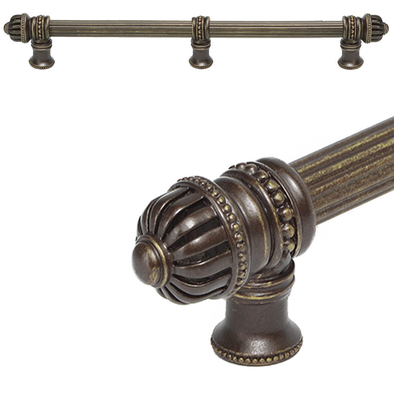 Cricket Cage 18 inches c.c. with 5/8 reeded center long pull small finial with center brace in Oil Rub Bronze, Antique Brass