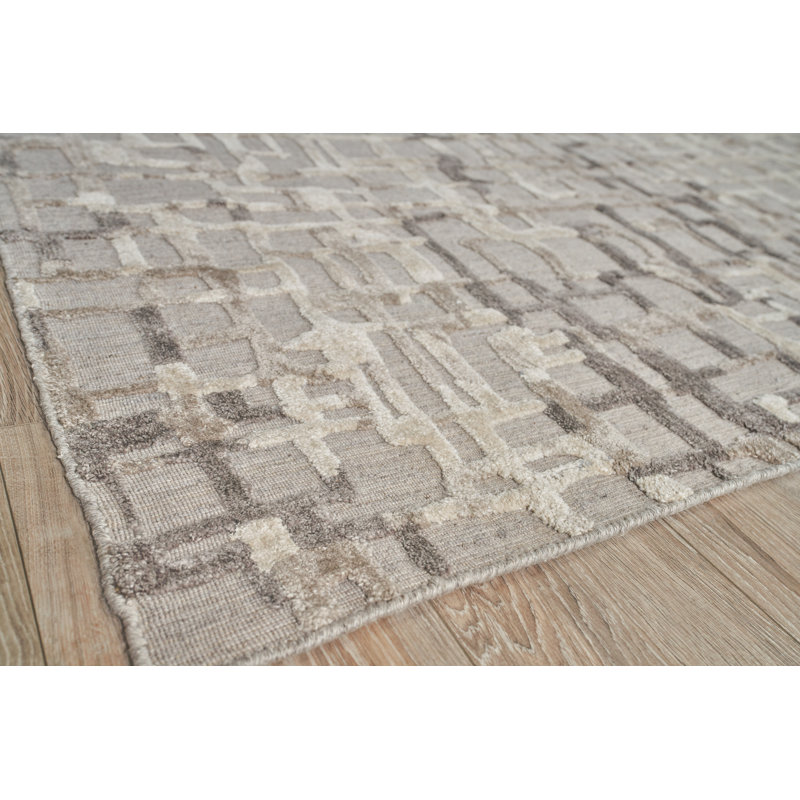 Vista Geometric Hand-Loomed Mocha Beige Area Rug, Rectangle 12' x 15'
