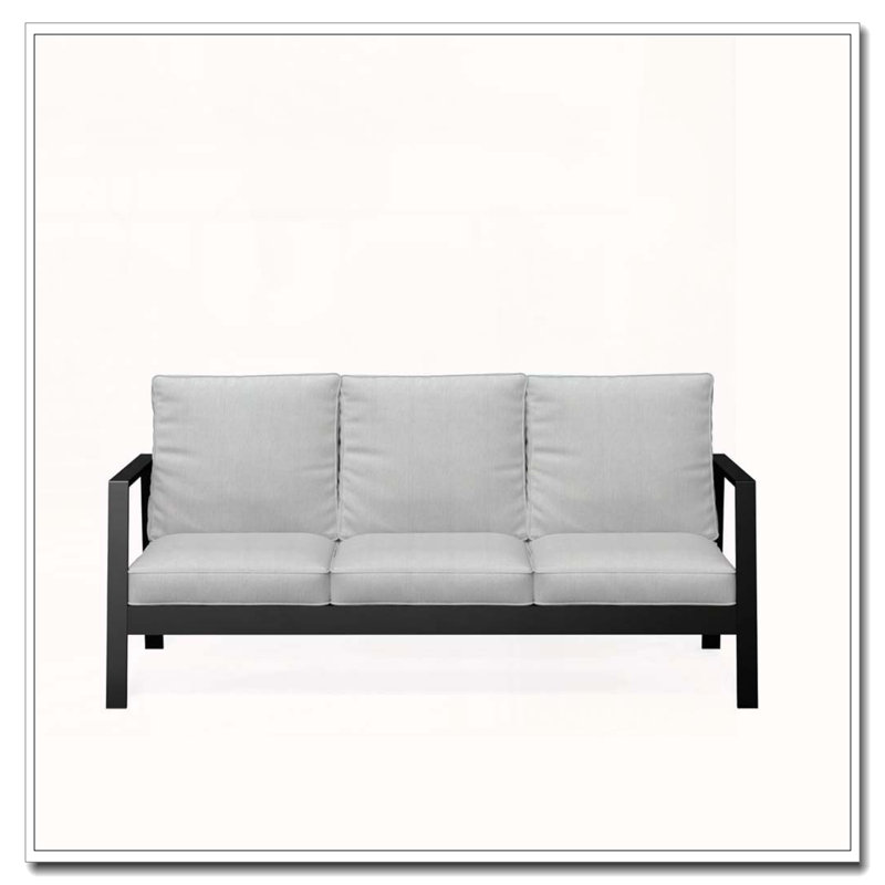 75 All-Weather Aluminum 3-Seat Patio Sofa with Light Gray Cushions, Gray