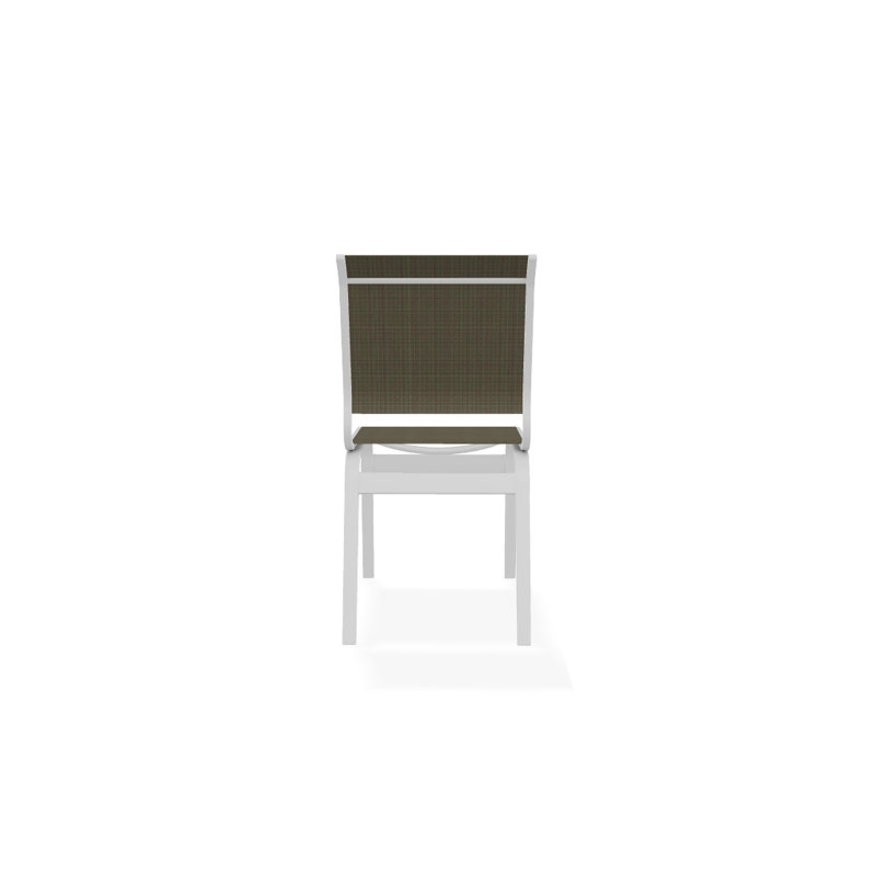 Chaise d'appoint de salle à manger Hiraku, Tweed Sunbrella® brun, Blanc texturé