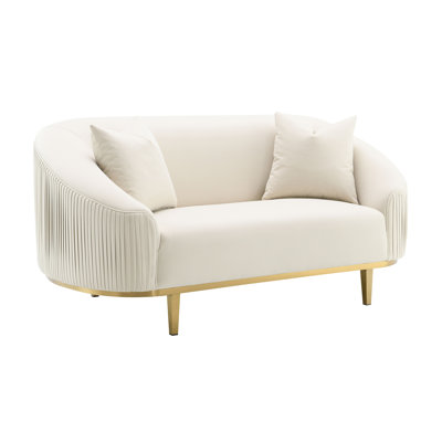 Martina Ivory Velvet Loveseat W/2 Pillows