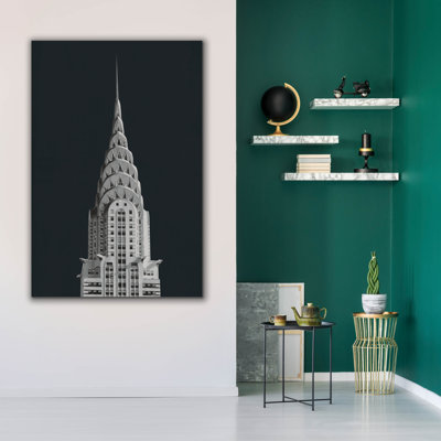  «Chrysler Building On Black» par Wild Apple Portfolio, art mural sur toile, 40 po x 60 po