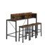 Ensemble de table de bar 59 pouces, table de salle à manger, table de canapé avec prise de courant et lumière DEL, 3 tabourets de selle, table de bar 4 pièces et chaises pour le salon-1846023510