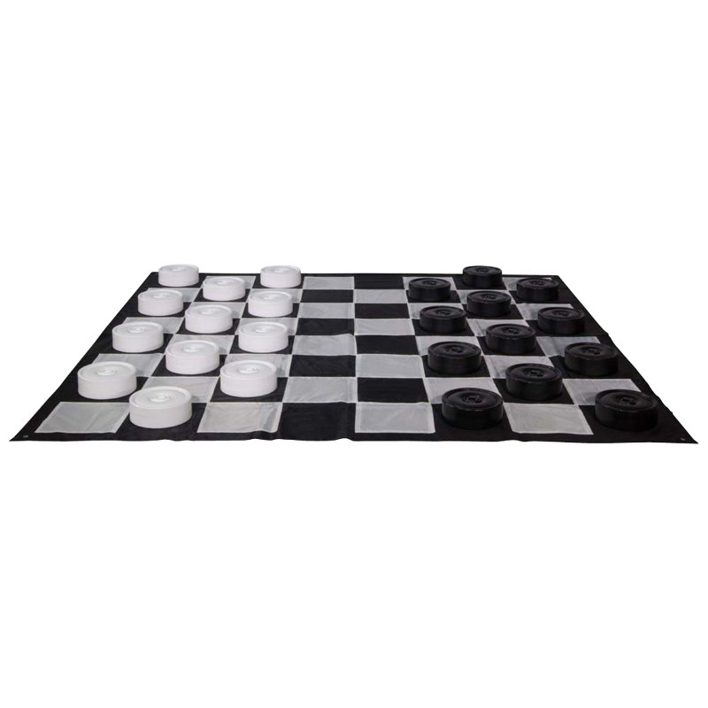 Giant Black and White Plastic Checker Set with Nylon Mat