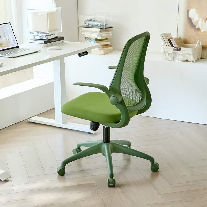Chaise de bureau ergonomique en maille, supportant jusqu'à 159 kg (350 lb), avec accoudoirs relevables, verte, Milieu du dos