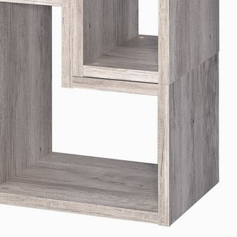Adamsville Geometric Bookcase, Gray, 22" H x 47.25" W