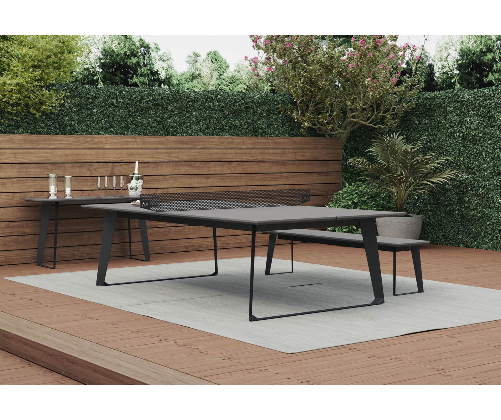 Taneli Table Tennis Table with Paddles, Gray Concrete