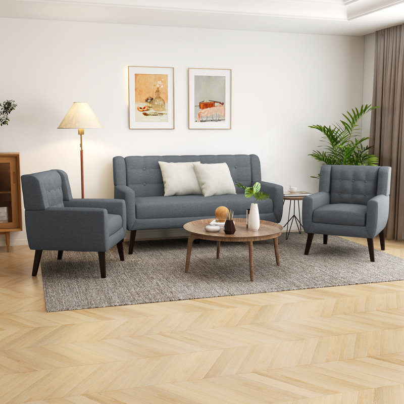 Ensemble de salon inclinable 3 pièces Stephanny, Gris