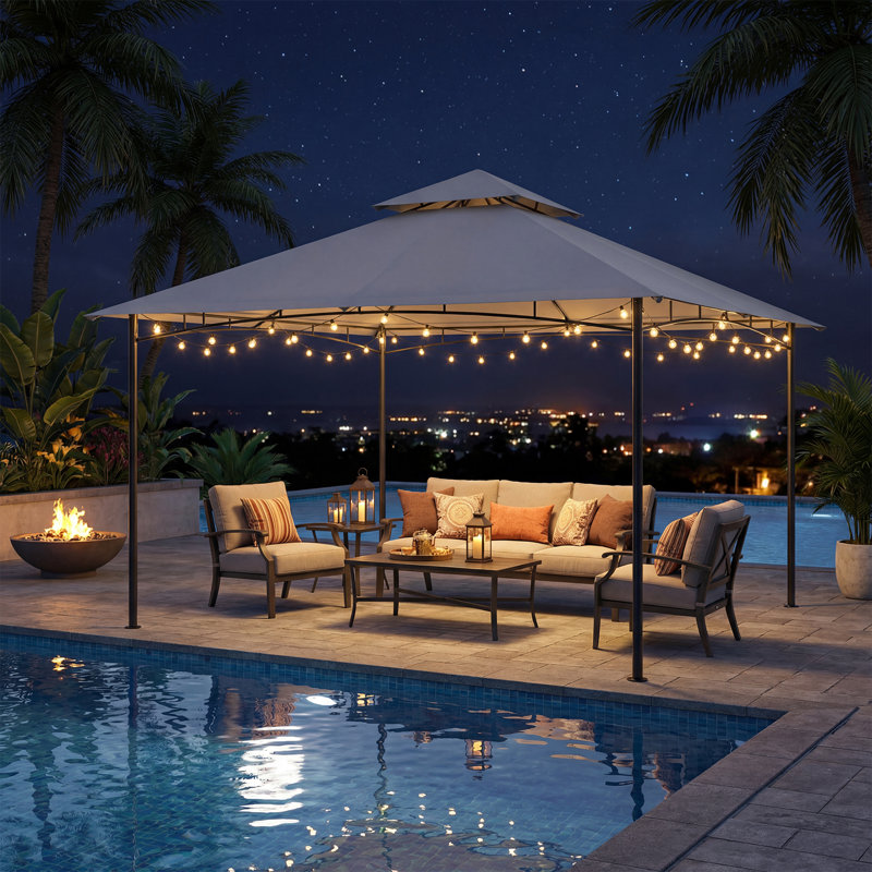 3.3 X 3.3 M Patio Gazebo With Heavy-Duty Metal Frame Outdoor Canopy Tent