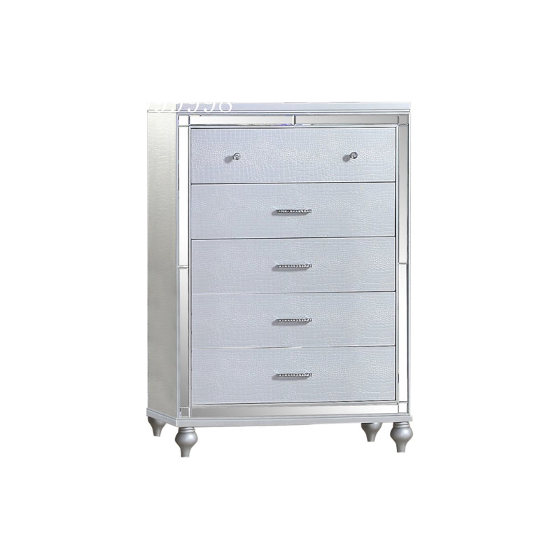 Commode 5 tiroirs Sterling, Argent argent