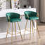 2 tabourets de bar 26 po, velours + pieds dorés, repose-pieds et base, fabrication de qualité 26 po de sièges confortables