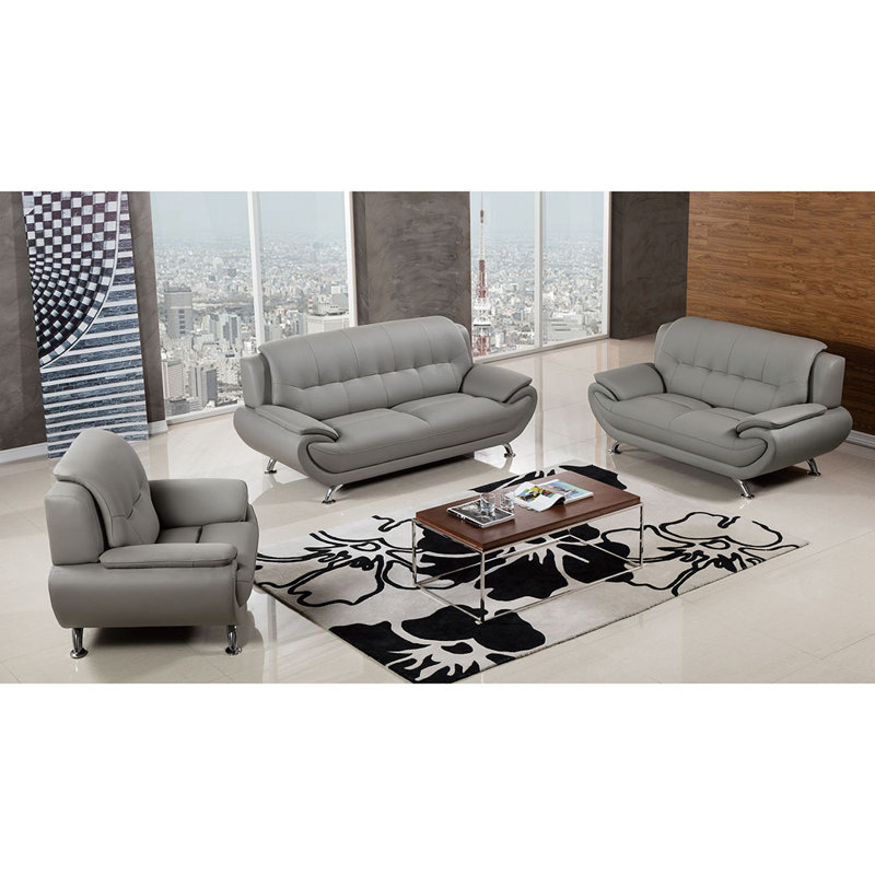 Sonnie 82'' Faux Leather Sofa, Gray Faux Leather