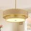 Luminaire suspendu tambour en rotin 17,27 po avec 3 lumières Boho pour salle à manger