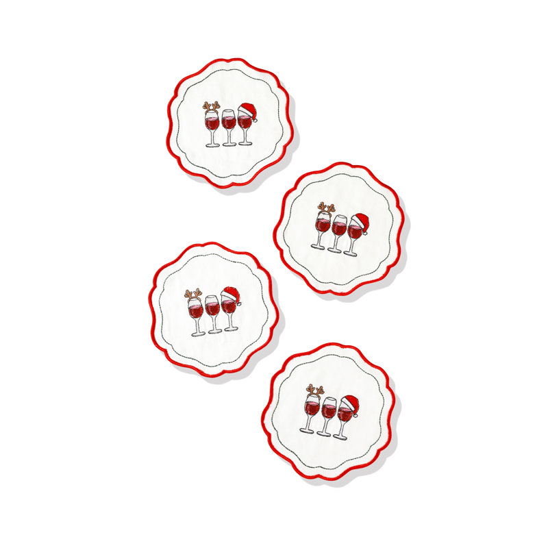 Ensemble de 4 serviettes de table brodées Holiday Cheers
