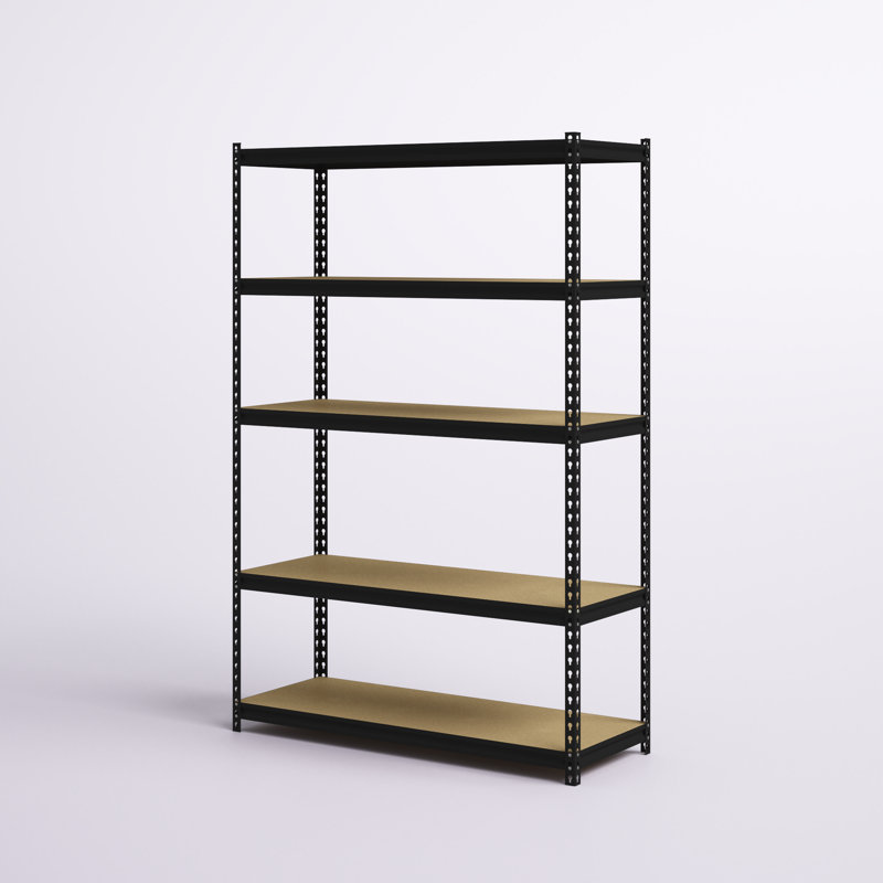 Heavy-Duty Black Steel 5-Shelf Adjustable Storage Rack