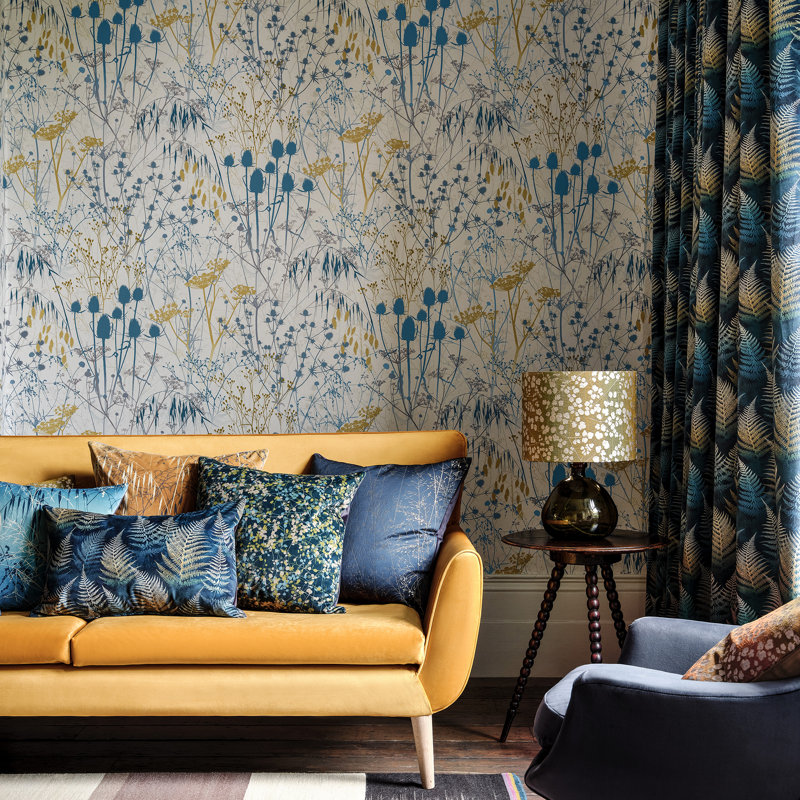 Clarissa Hulse Summer Border Verdigris Removable Wallpaper, Blue