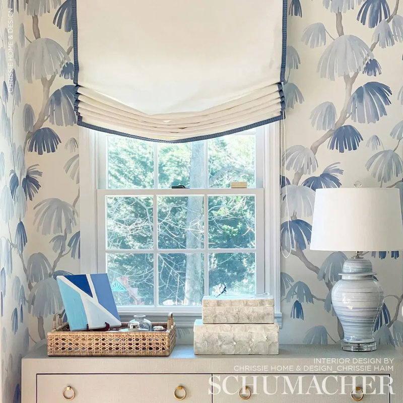 Schumacher x David Kaihoi Weeping Pine Wallpaper, Slate