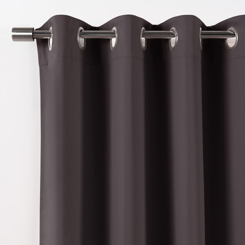 Schaeffer Solid Blackout Thermal Grommet Curtain Panels, Dark Gray, 52" W x 84" L