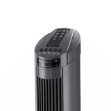 29 Inch Bladeless 90 Degree Oscillating Tower Fan With Top Mounted Remote, 3 Speeds Mode Stand Fan Features With 38Db Low Noise Operating, 7.5H Timing, Black