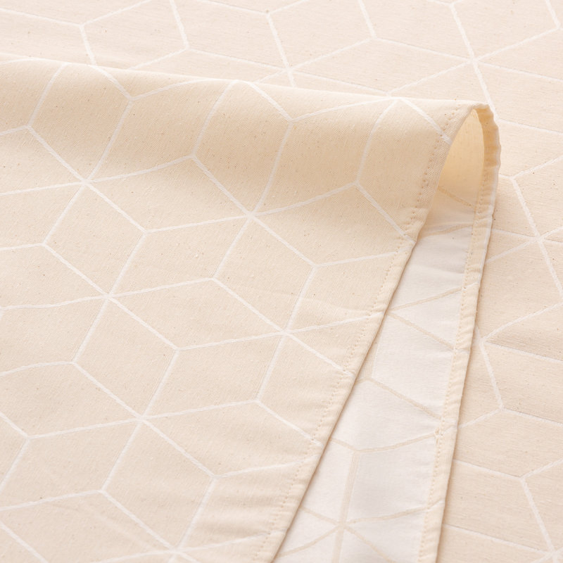 Heslington Geometric Cotton Tablecloth, 180cm W x 140cm L, Ecru