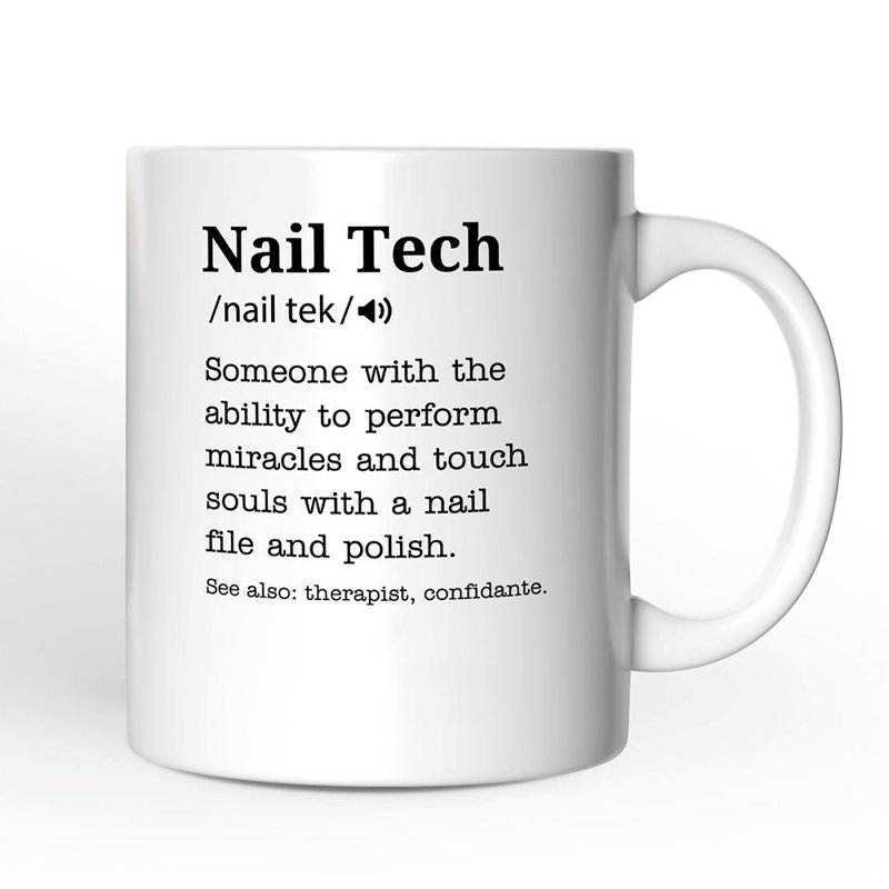 Tasse à définition Nail Tech, cadeau rigolo de cloueur avec nom personnalisé