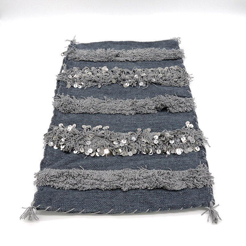 Wool Rectangular Pillow Cover, 15" x 25", Blue/Gray