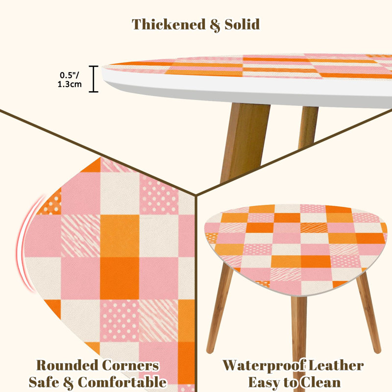 Ensemble de 2 tables de bout triangulaires gigognes en damier à motif géométrique de style vintage Y2K Hippie 70