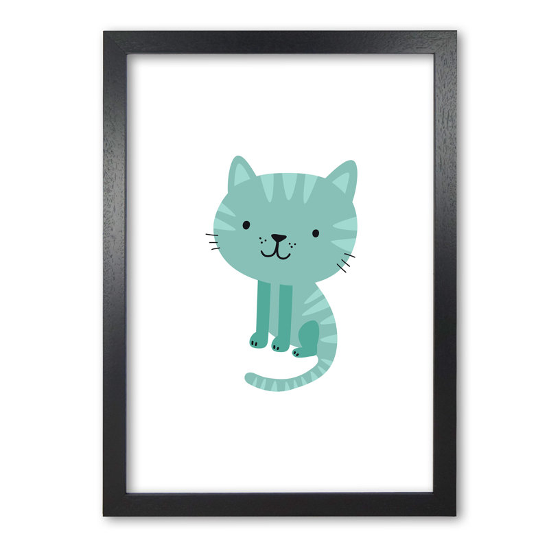 Children's Animals, Cat - Print, Black Grain Frame, 60 cm H x 42 cm W x 5 cm D