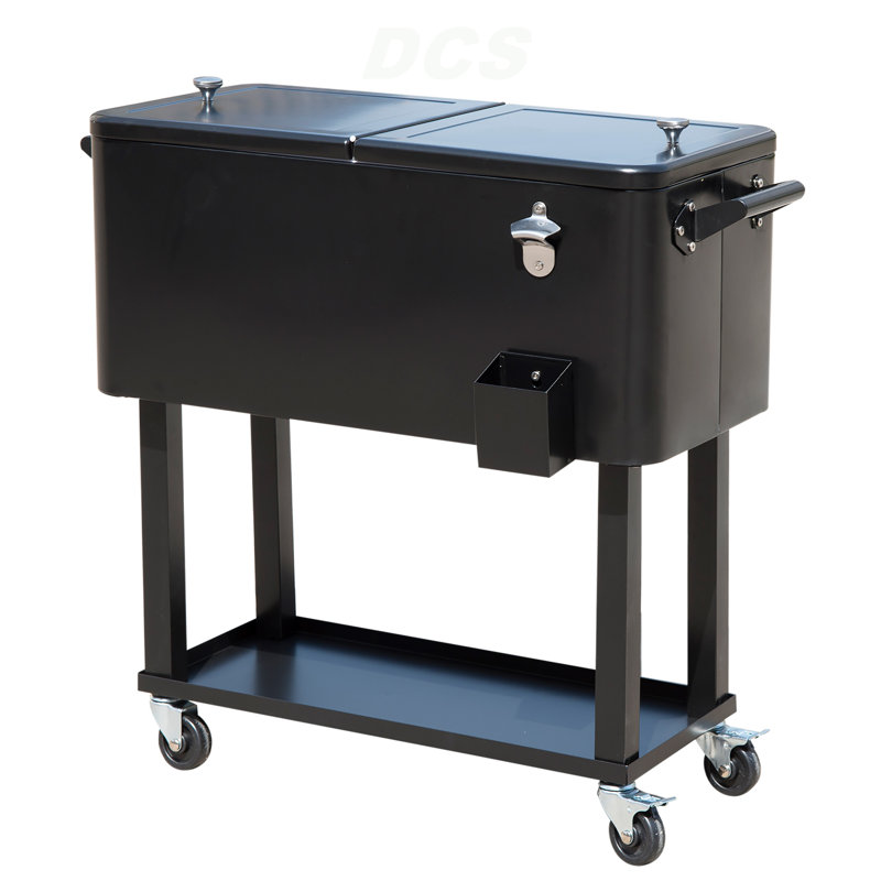 Chariot à glaçons sur roulettes Outsunny 80 QT, Noir
