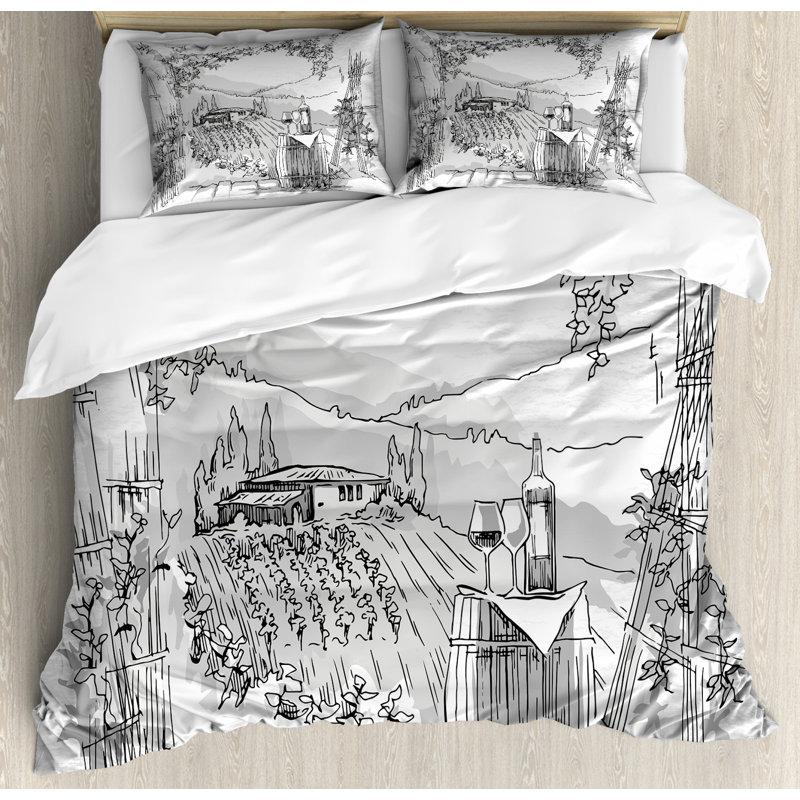 Cottage Americana Polyester Toile Duvet Cover, King Duvet Cover + 2 Shams