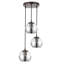 Marlo 3 Light Modern Smoky Glass Cluster Pendant Light - Matt Black Base, Black Twisted power cord, 3xE27. Max. 15W LED (Bulb not included)