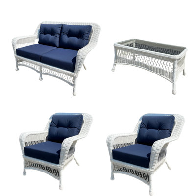Braylynn Premium All-Weather Wicker 4 - Person Patio Conversation Set with Sunbrella® Cushions